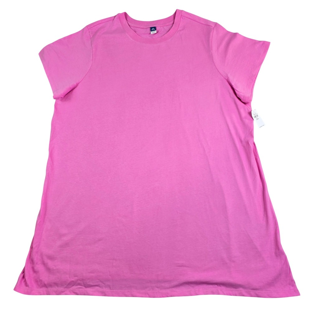 Old Navy T-Shirt Dress Women XXL Petite Pink Short Sleeve Cotton Slit Lounge New